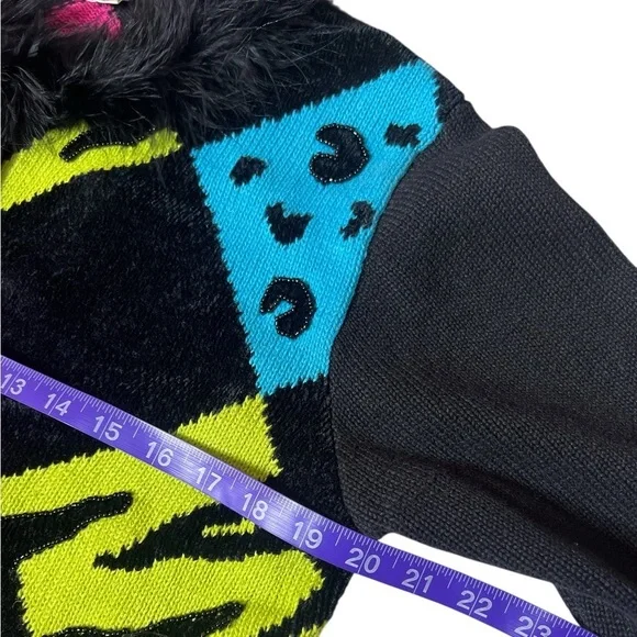 Vintage Jack B Quick Funky Y2K Statement Cardigan Sweater Harlequin Feather M - Picture 7 of 11